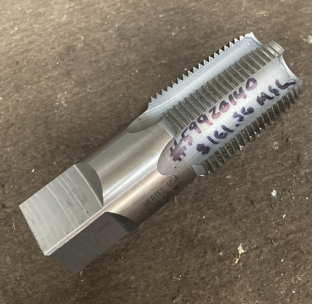 Hertel 1” 11-1/2 NPT 5 Fl HSS Standard Flute Pipe Tap Sharp Ready For Work