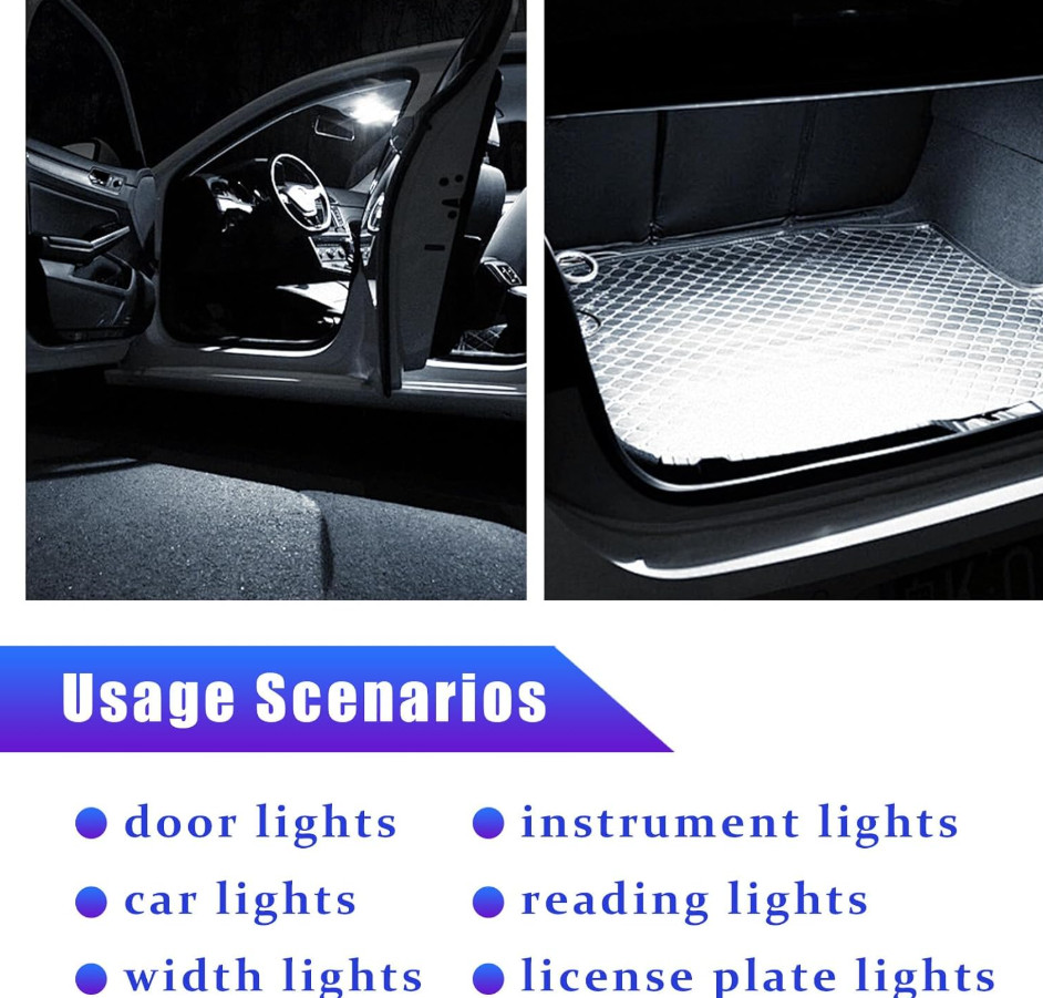 42PCS LED Interior Car Lights, Super Bright White Bulb Replacement Kit Set for D