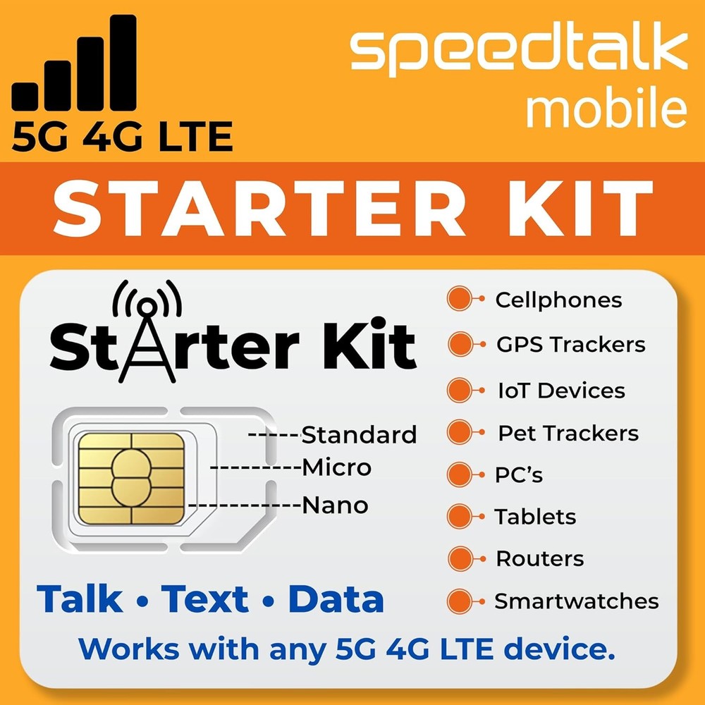 SpeedTalk Mobile SIM Card Starter Kit, Smartphone Cell Phone, GPS Tracker...