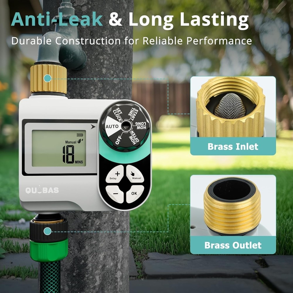 Brass Water Timer - Programmable Garden Hose Faucet Controller - Waterproof L...