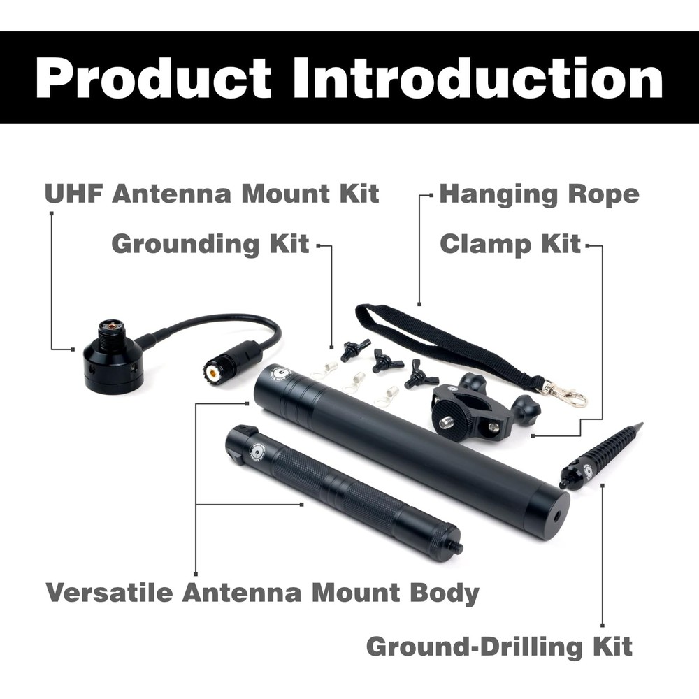 GRA-GNT Package: Hand-Twist Ground Spike Antenna Mount, Tiny Tripod, Pole Mount,