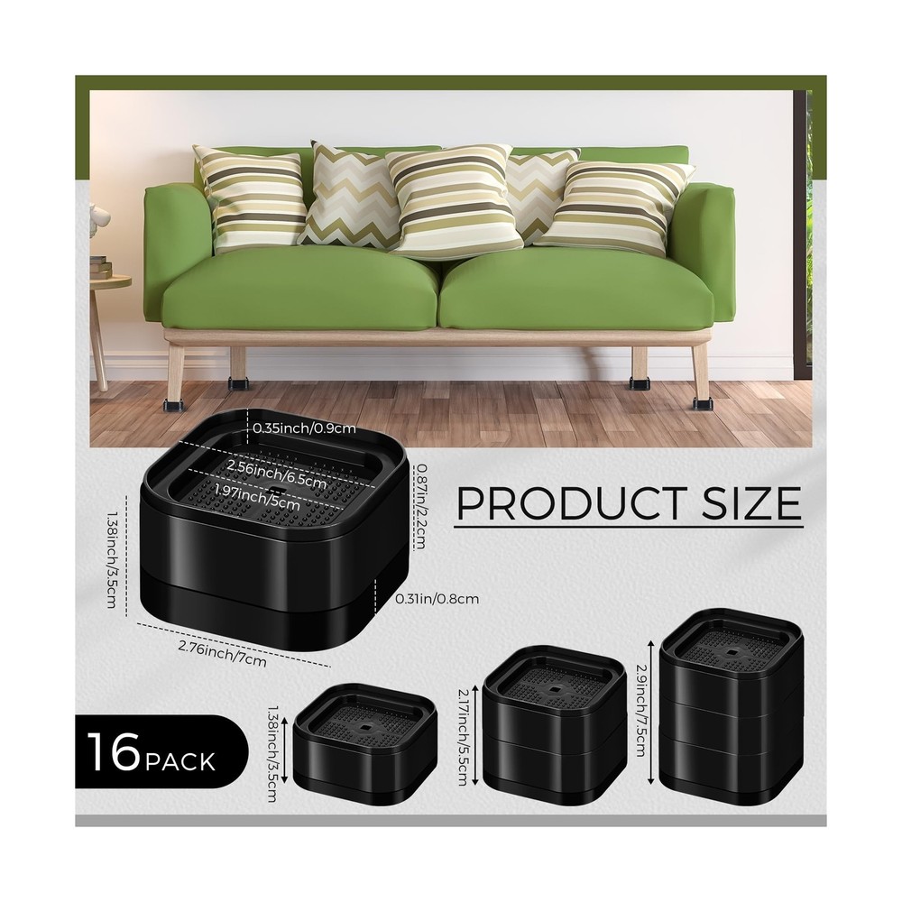 Furniture Risers Adjustable Bed Risers Desk Leg Risers 1.38" Stackable Heavy ...
