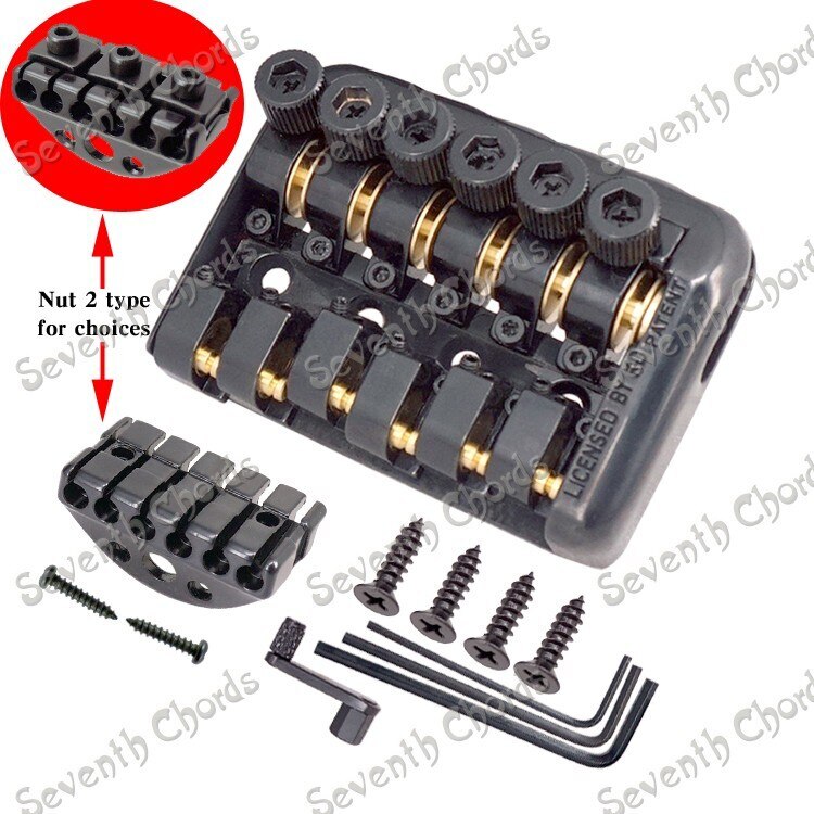 6 String Saddle Headless Guitar Bridge Tailpiece Worm Involved String Device