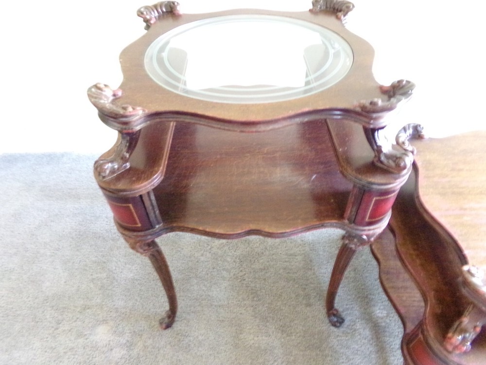 1940'S ANTIQUE COCKTAIL TABLE WITH SIDE TABLES