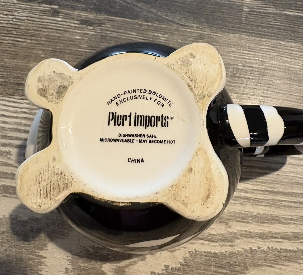 Black & White Striped Cat Ceramic Mug-7"x4"