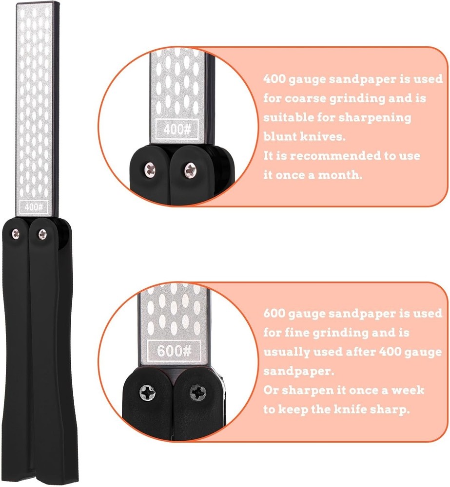 Double Sided Folded Pocket Diamond Knife Sharpening Stone Sharpener Tool