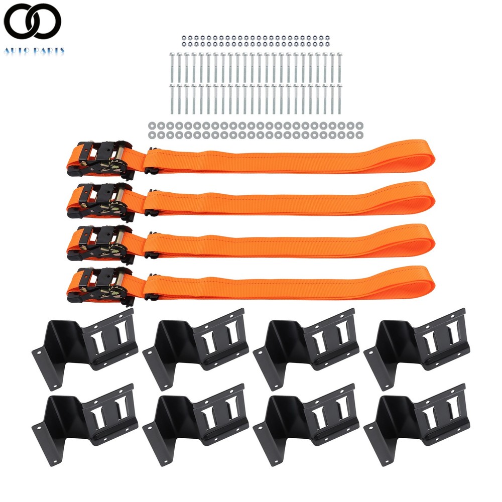 2 Pack Wheel Chock Tie Down Strap Kit For Trailer ATV 9' Ratchet Strap Durable