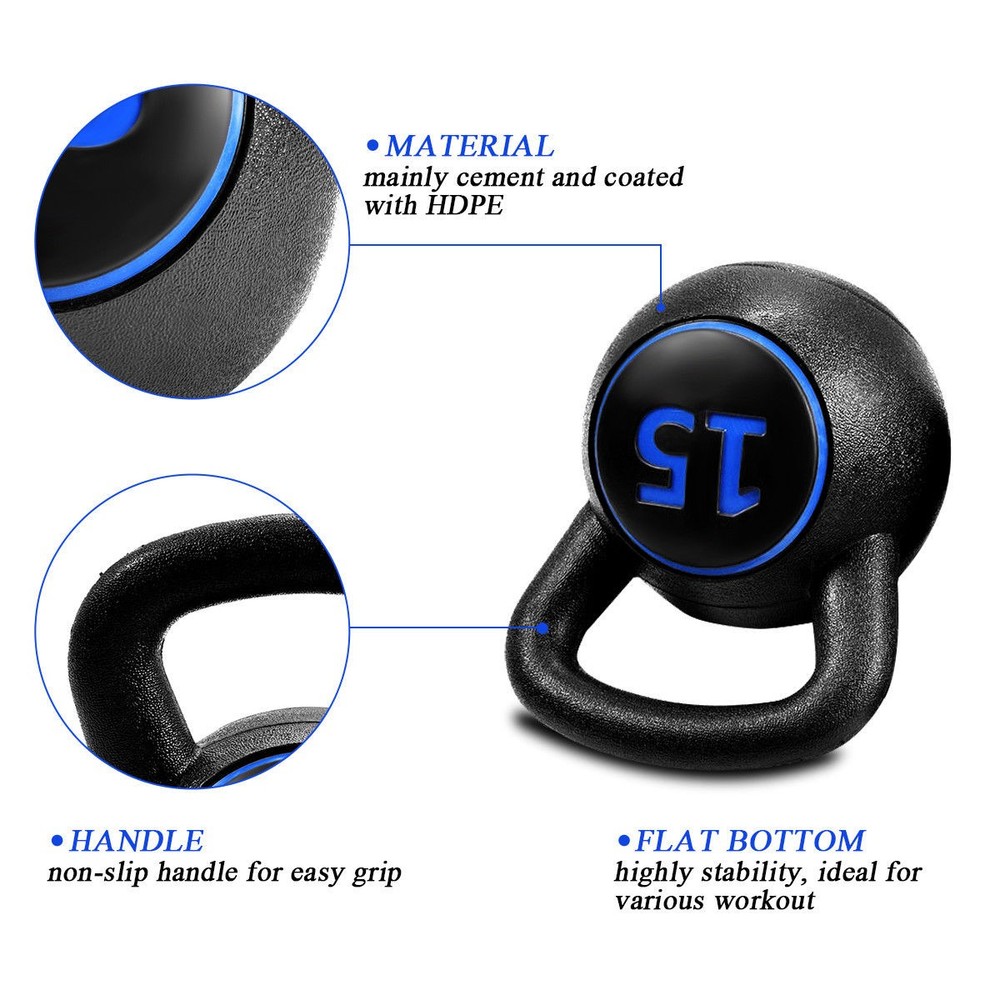 3PC Vinyl Kettlebell Kit Body Muscles Training Weights Set