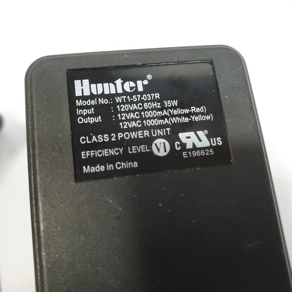 Hunter 24VAC Transformer Sprinkler System Power Adapter