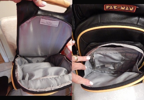 Backpack PAC MAN Leather Multi Pocket Black w/Yellow MINT