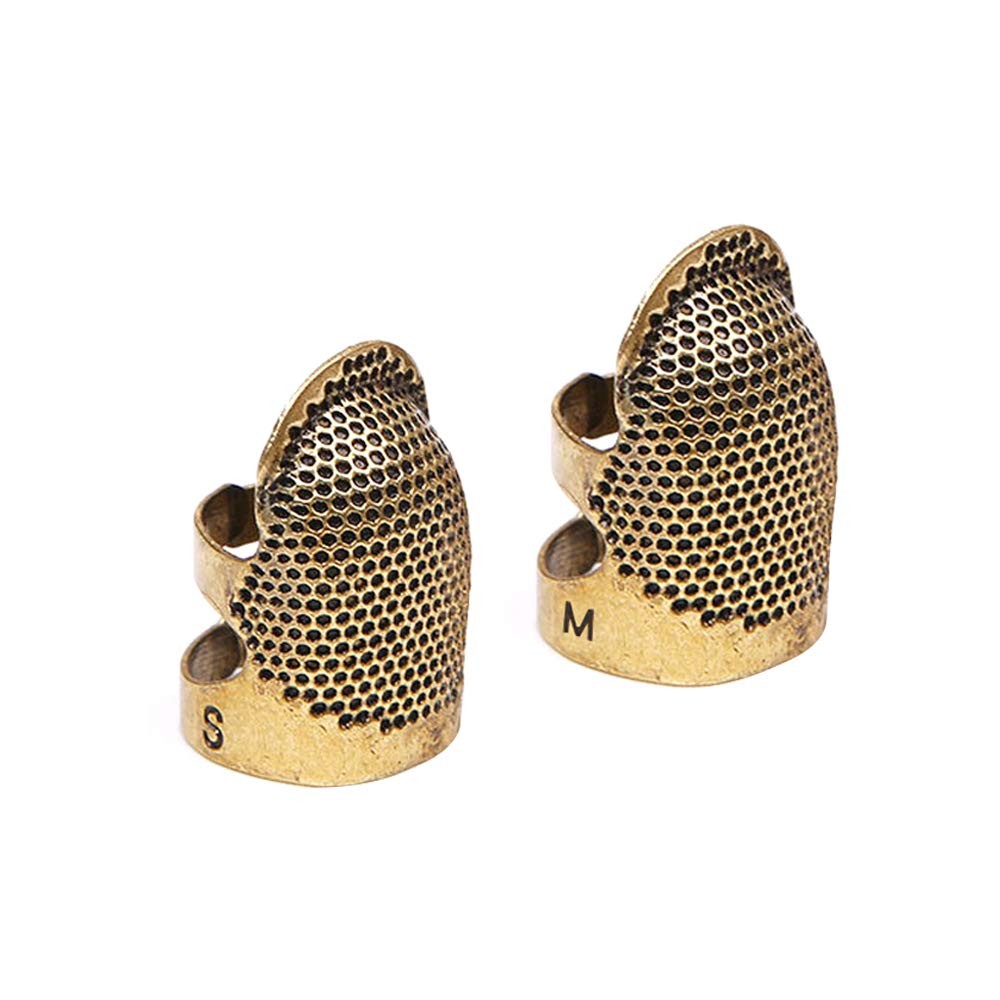 4 Pack Sewing Thimble Finger Protector, Adjustable Metal Shield...