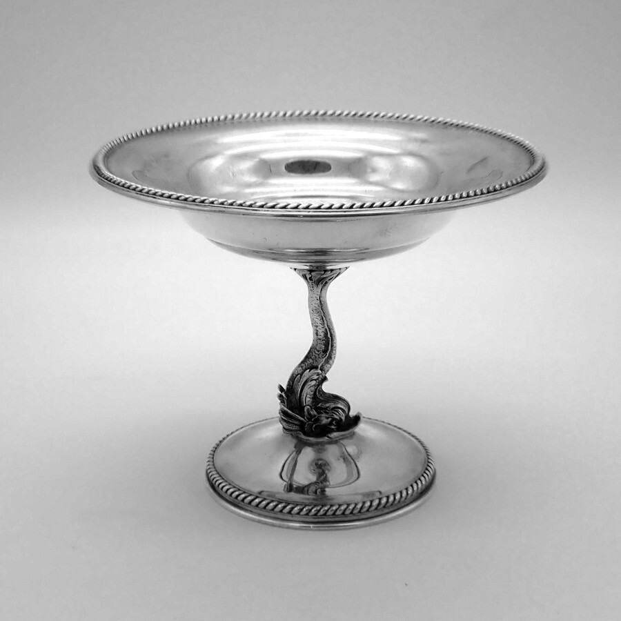 Figural Dolphin Footed Compote Serving Dish Sterling Silver Matthews Co