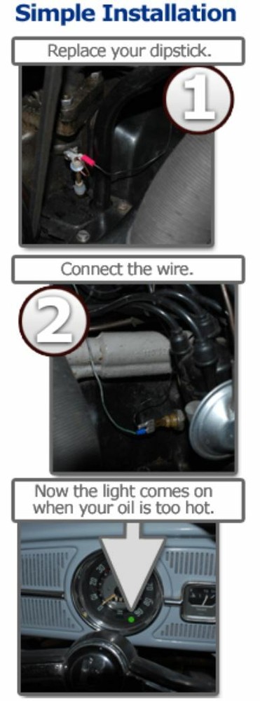 VW Type 1 Beetle Save My Bug Hot Oil Temperature Dipstick Sensor Warning