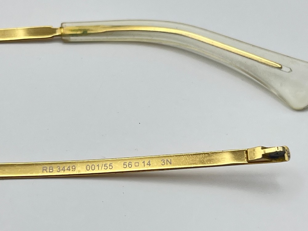 2477 - RAY BAN 3449 GOLD BOTH TEMPLES   AUTHENTIC