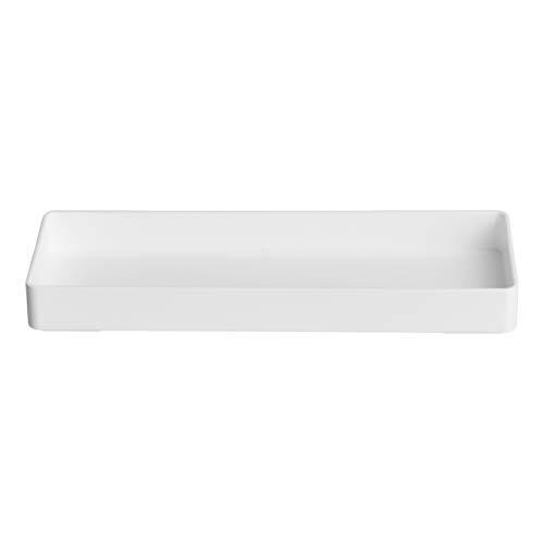 Rectangular Plastic Desk Organizer, Half Accessory Tray, White