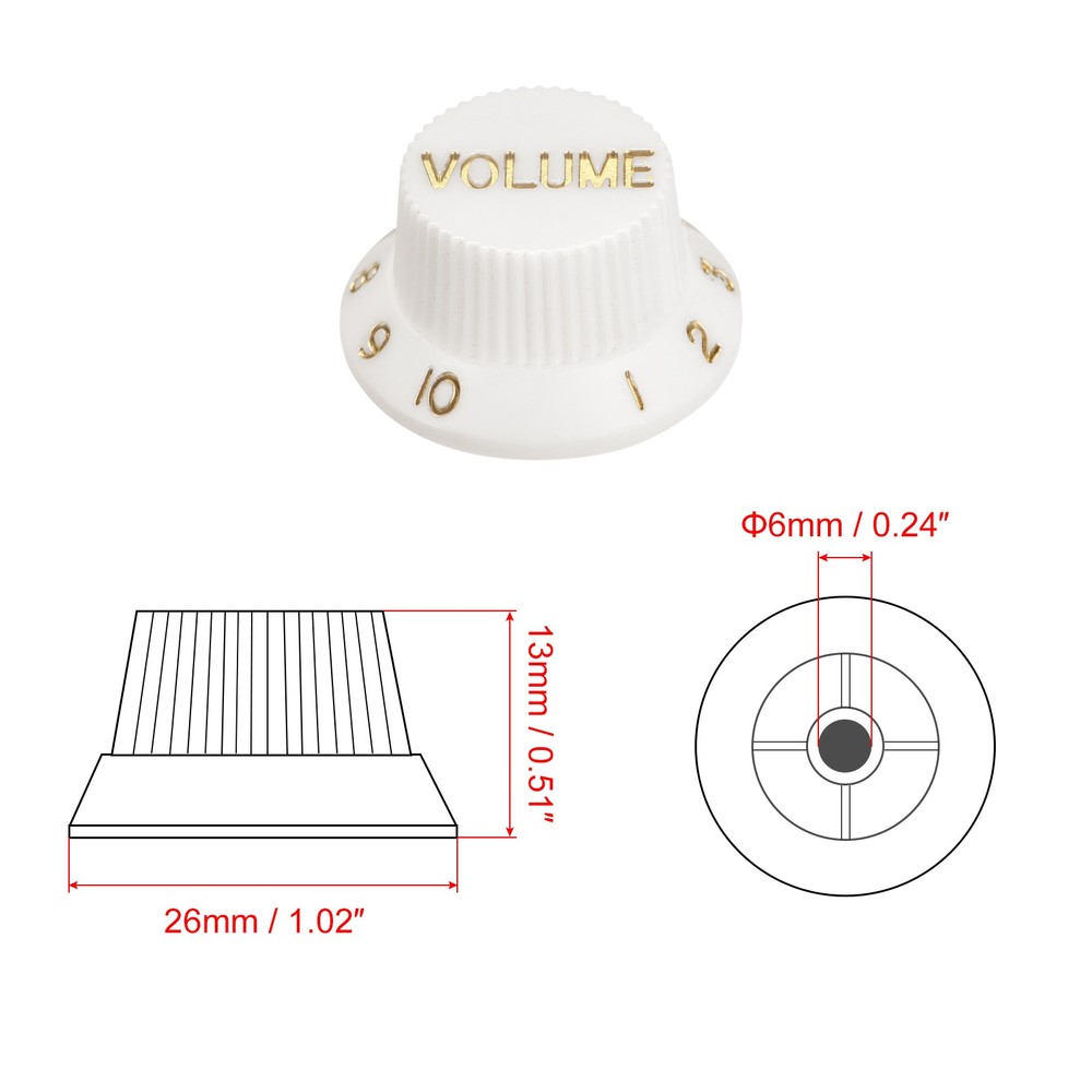 Speed Control Knobs 2Volume 2Tone White with Gold Characters 2Set