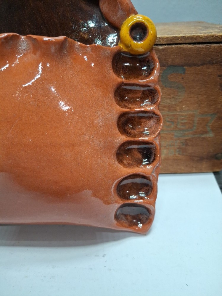 Handemade Vintage Redware Wallpocket