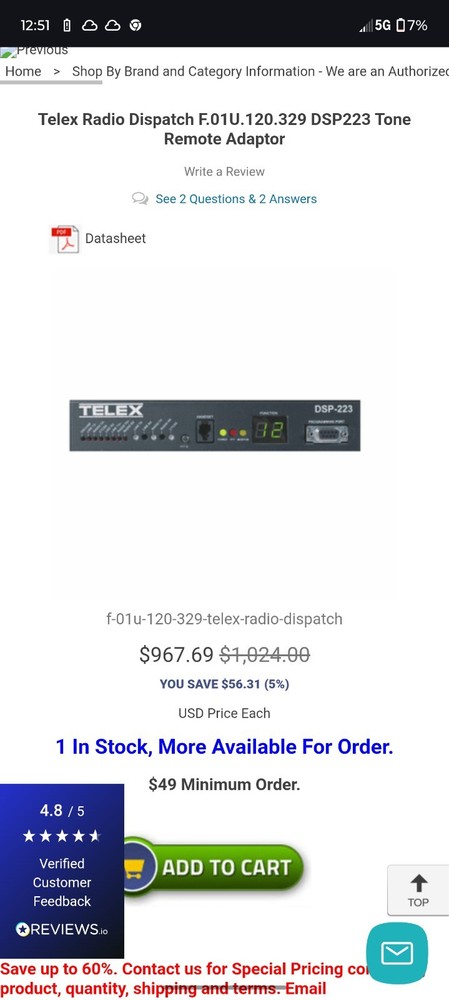 Telex DSP-223 Tone Remote Interface
