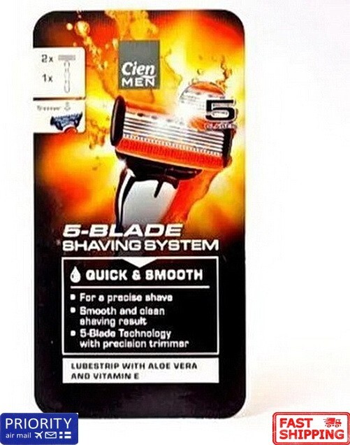 Cien Men Dynamic 5 Pro Blade Shaving System. Quick & Smooth. 1×Handle 2× Refill