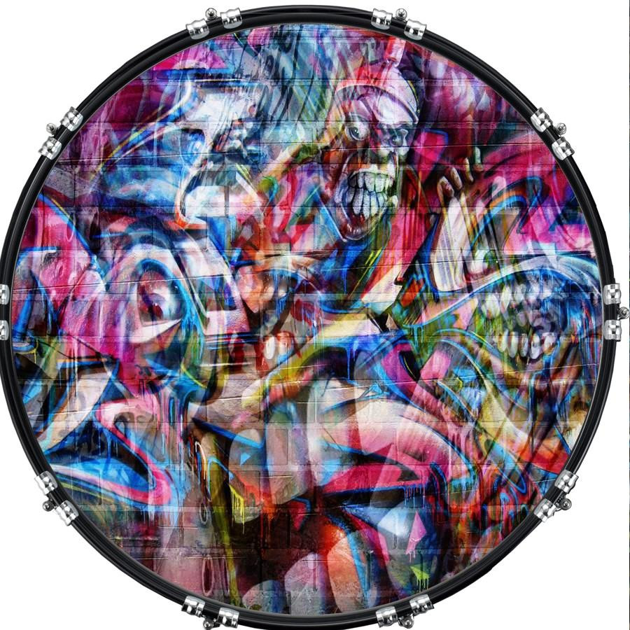 20" Custom Bass Kick Drum Front Head Graphic Graphical Graffiti 1