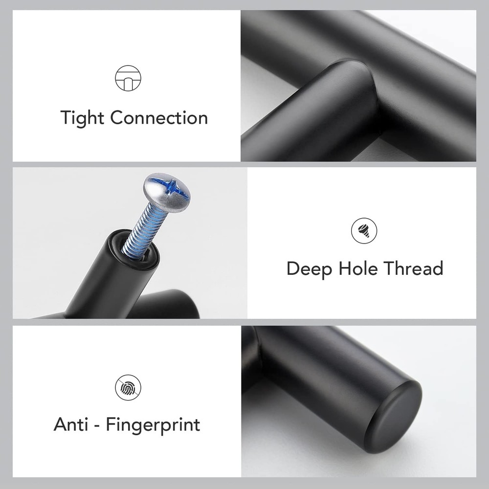 10 Pack Matte Black 2 Inch Cabinet Knobs Stainless Steel Pulls Hardware