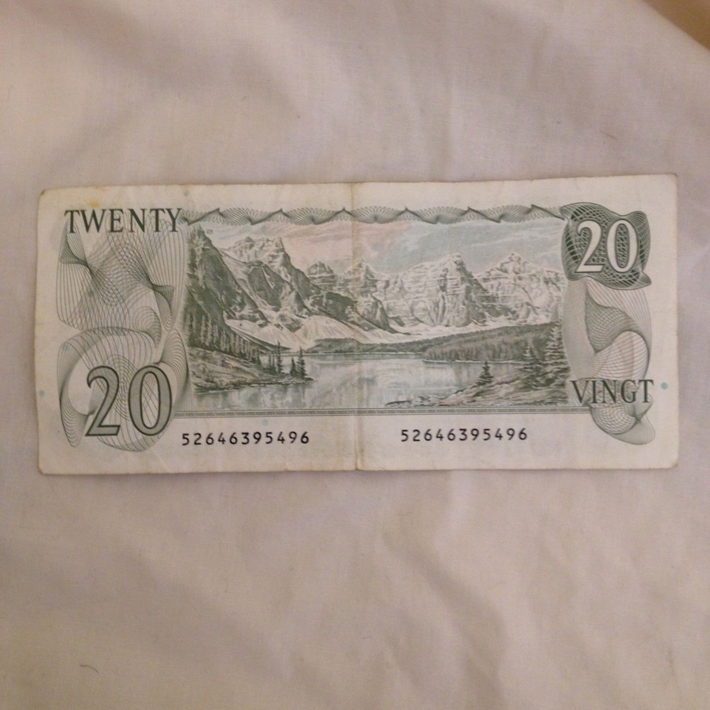 Canadian 20 dollar note twenty 1979 Canada