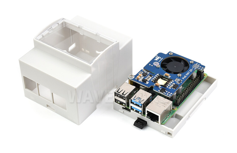 Waveshare DIN Rail ABS Case for Raspberry Pi 4 Large Inner Space Injection