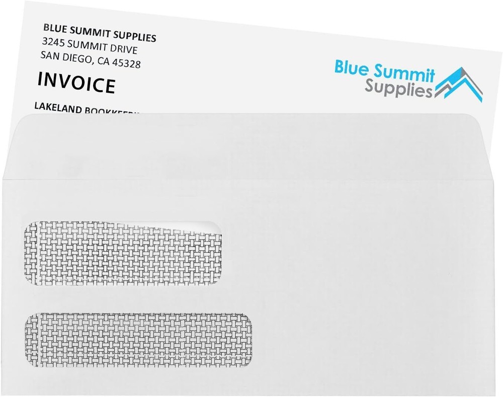500 No. 9 Flip and Seal Double Window Security Envelopes - Designed for