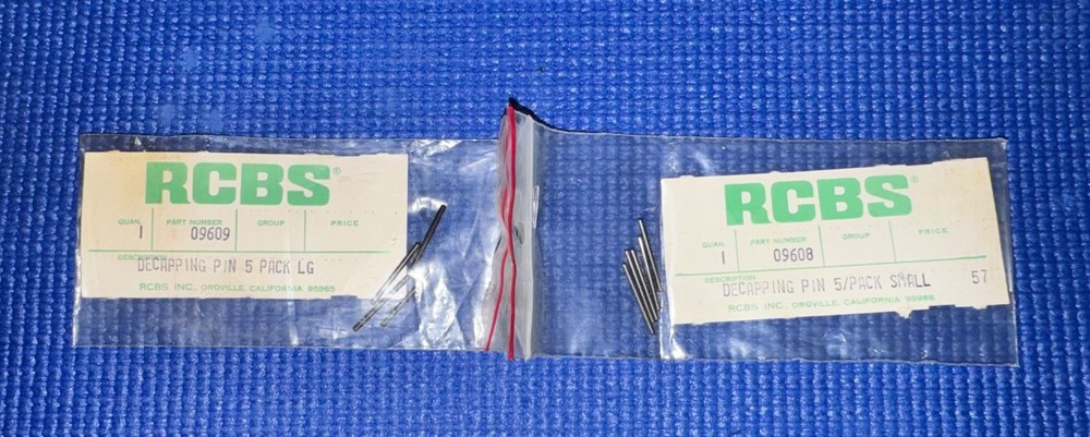 RCBS reloading Decapping pins 2 packs 9 pins total, 1 pin missing