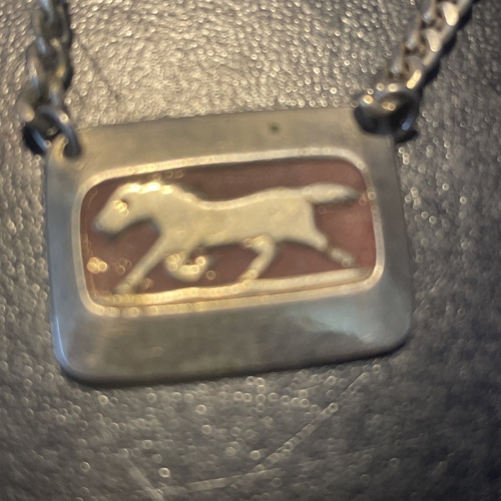 Silvertone clip with horse charm