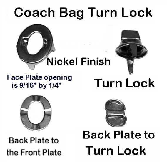 Turn Lock Part Coach Briefcase Old Style Hand Bag Replacement Part ~ Solid Brass