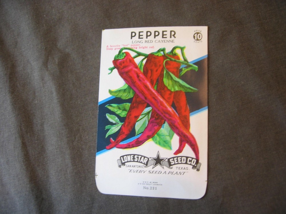 Seed packets Lone Star seed Co. Pepper Long red Cayenne