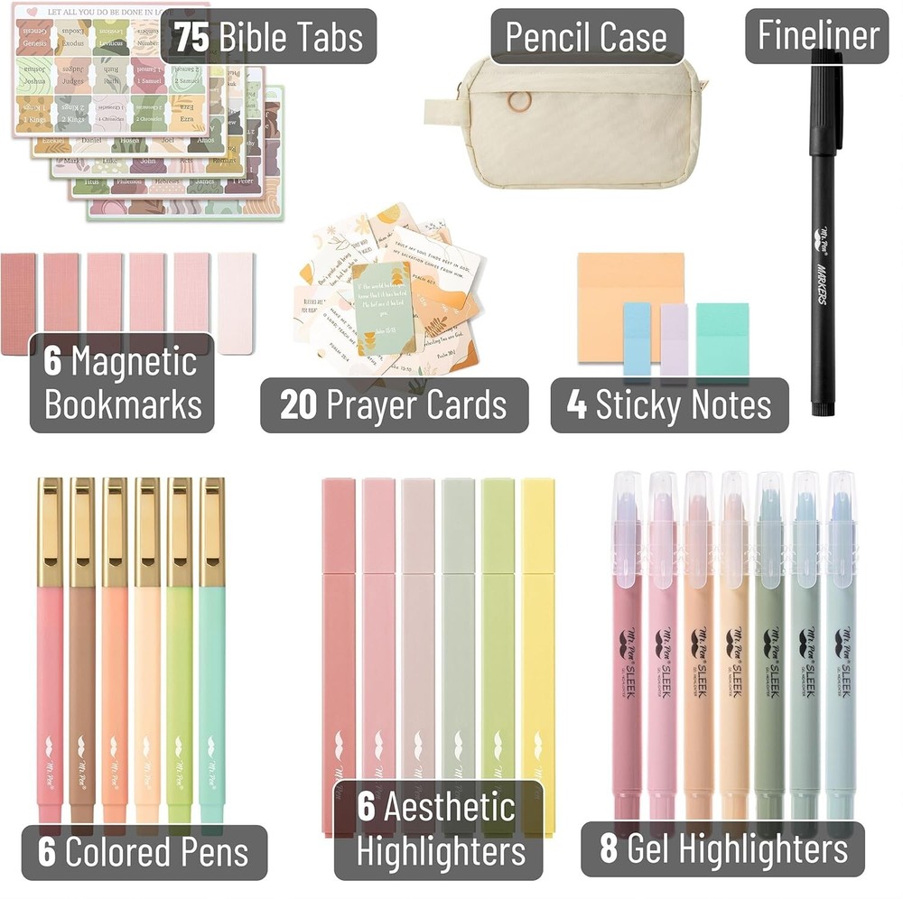 Creative Bible Journaling Essentials: Highlighters, Pens & Storage Case Included