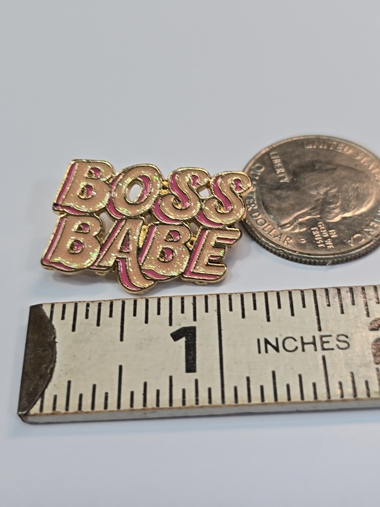 Boss Babe Pink Sparkly Letters Lapel Pin