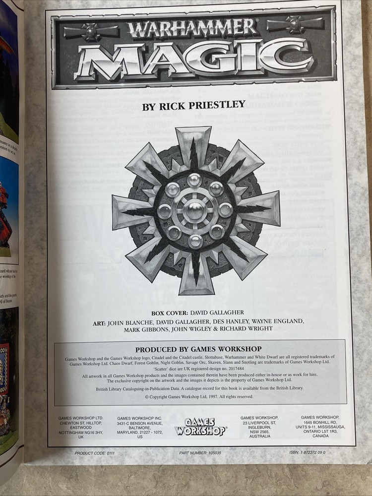 Games Workshop Warhammer Magic Rulebook 1997 Part #105035