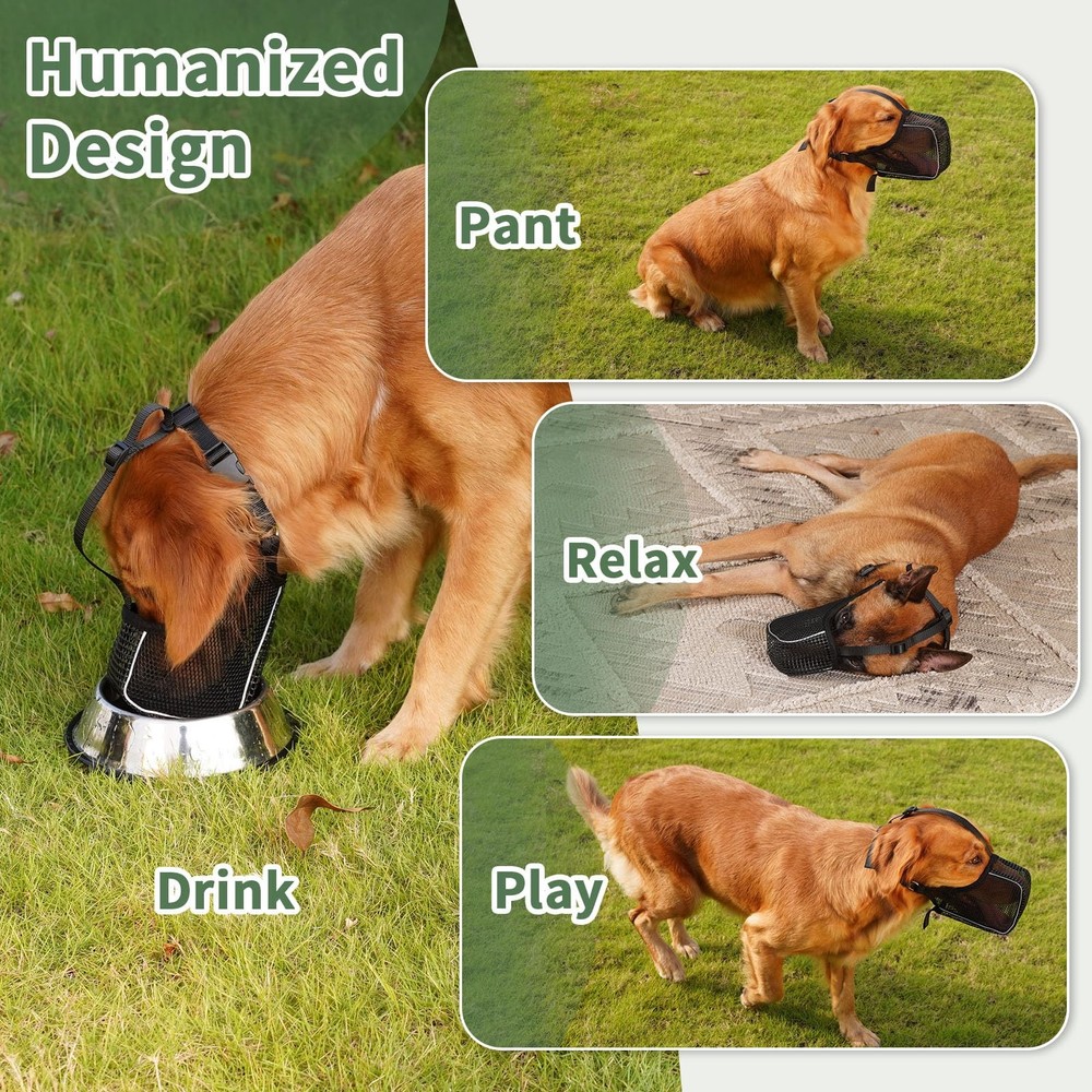 Dog Muzzle, Mesh Muzzle with Panting Room for Large Medium Small Sized Dogs, ...