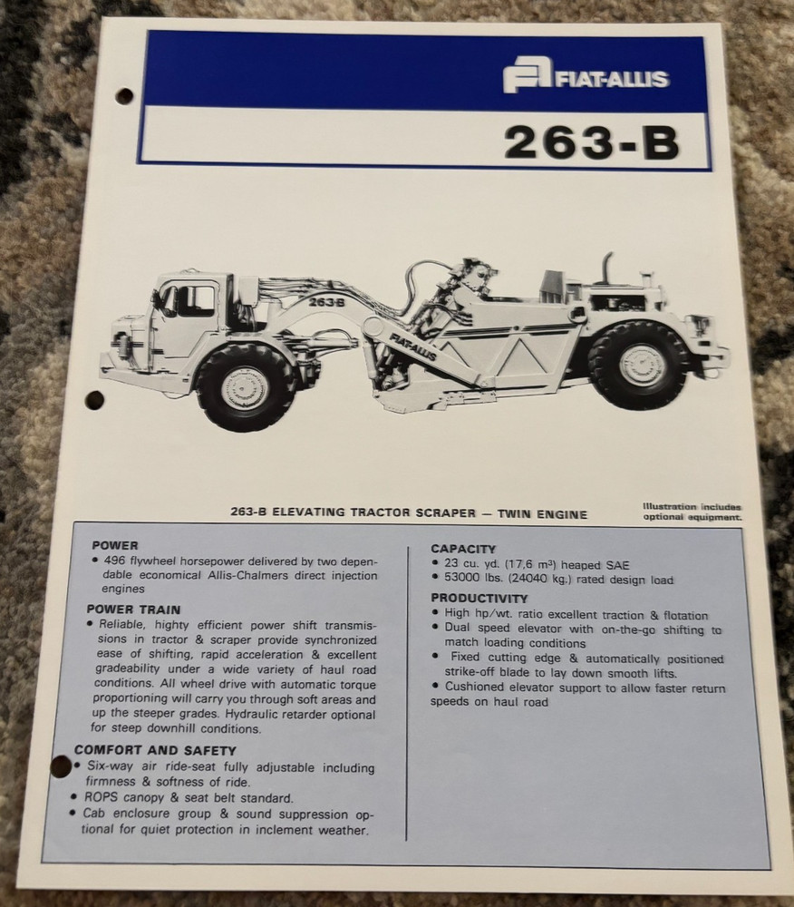 Fiat Allis 263-B Scraper Brochure AMIL25