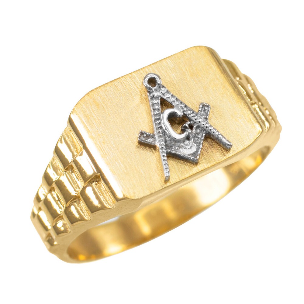 Gold Masonic Mens Ring
