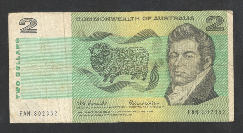 1966 Australia 2 Dollars Note.