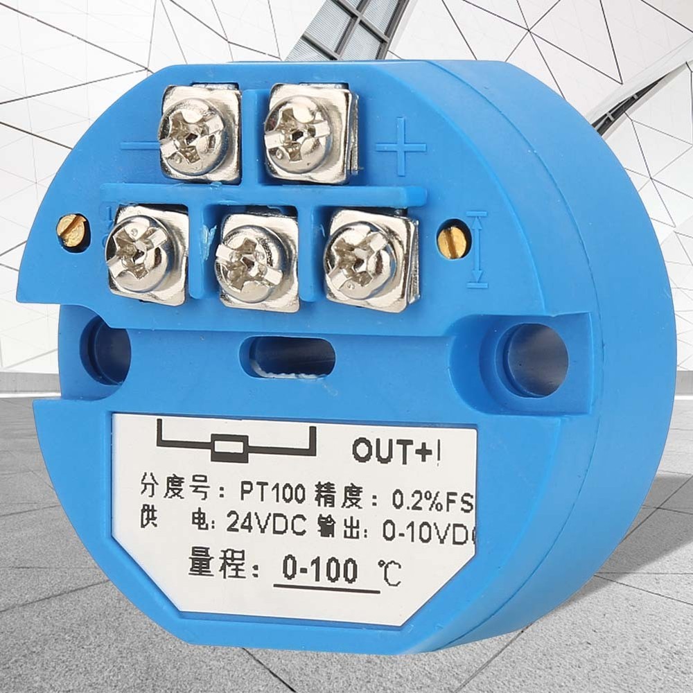 0 - 100 Degree PT100 Temperature Transmitter DC24V Output 0-10V Sensor