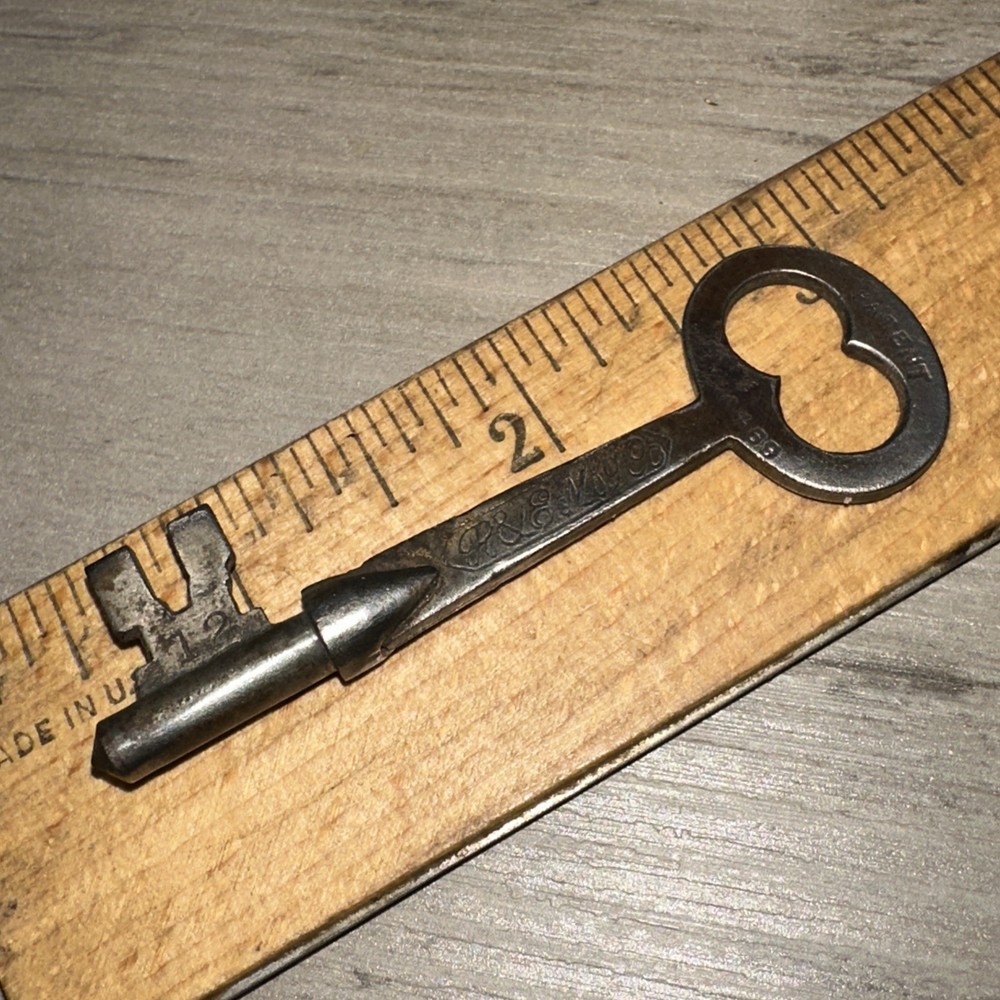 Antique Skeleton Key Solid Barrel Legit Antique Key P & E Mfg. #12