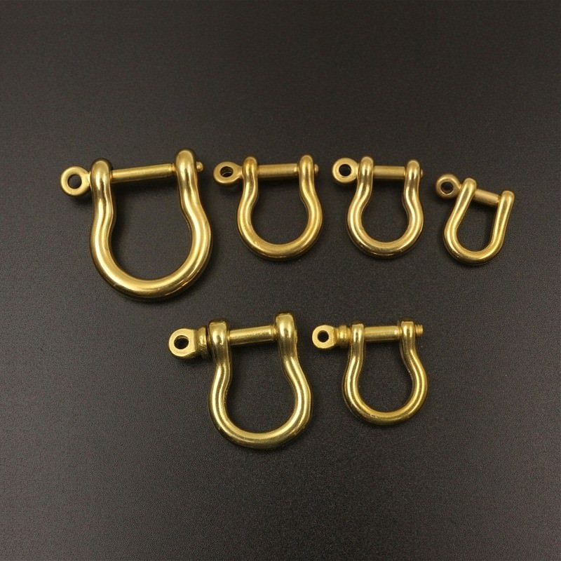 Solid Brass D Bow Shackle Screw Pin Joint Connect Key Chain Hook Leather Craft