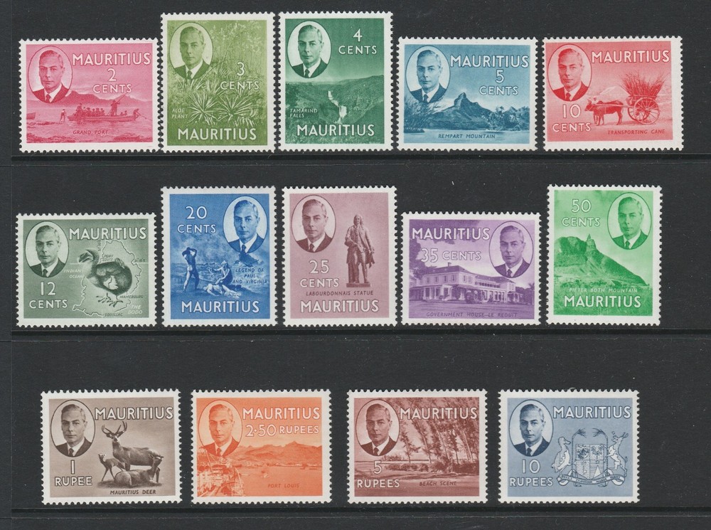 Mauritius 1950 Complete set SG 276-290 Mnh.