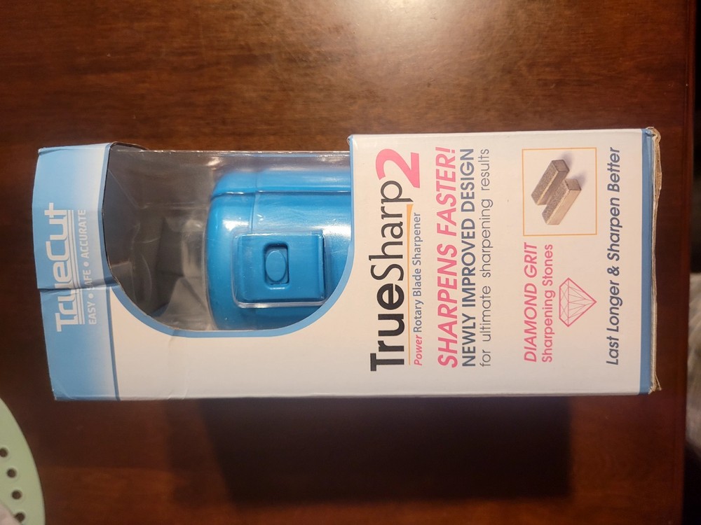 TRUE SHARP 2 High Quality Power Rotary Blade Sharpener Blue New/Open Box