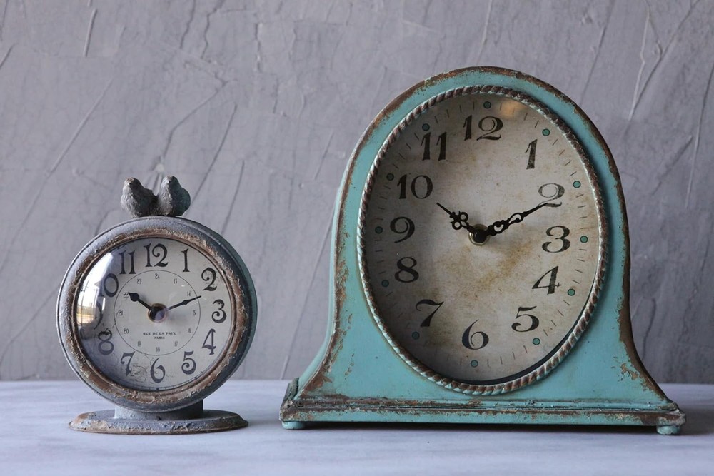Grey Pewter Mantel Clock with Birds