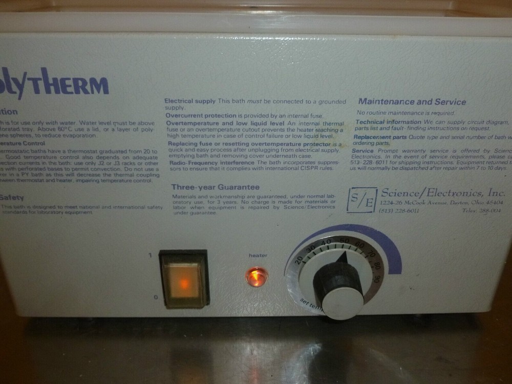 Science Electronics Polytherm PY1(L) 4L Water Bath / 30 DAY GUARANTEE