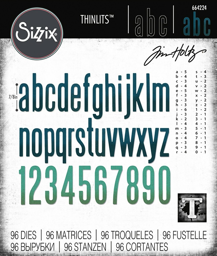 New, Retired Sizzix Thinlits Classic Alphanumeric Lower 96pc #664224 $22.99