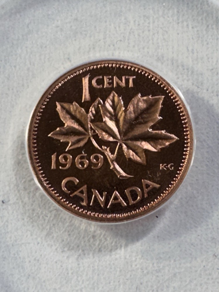 1969 Canada 1 Cent Proof Like Graded MS 68 RD Cameo by ANACS