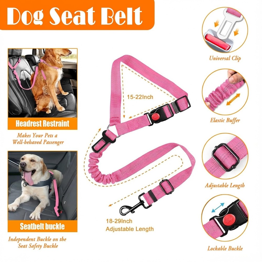 No Pull Dog Harness, Collar & Leash Set | Includes Dog Seat Belt, Collapsible...