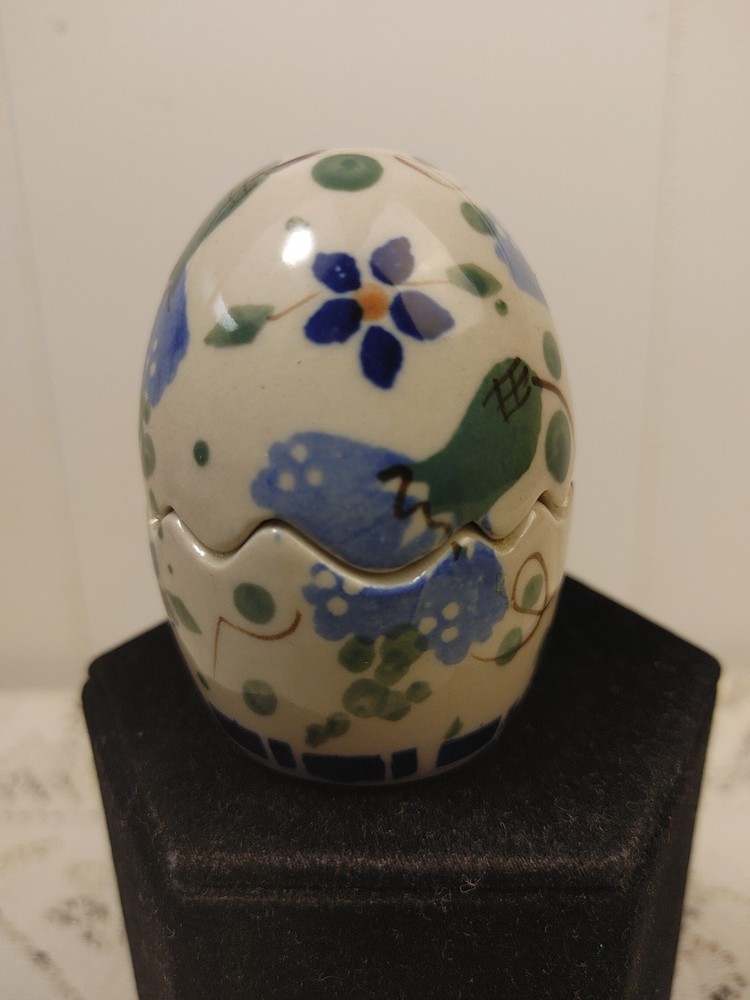 Polish Pottery Salt & Pepper Shaker Set Egg Puzzle Cracked Egg